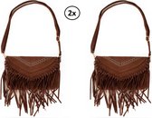 2x Handtas Ibiza indian look - Bruin