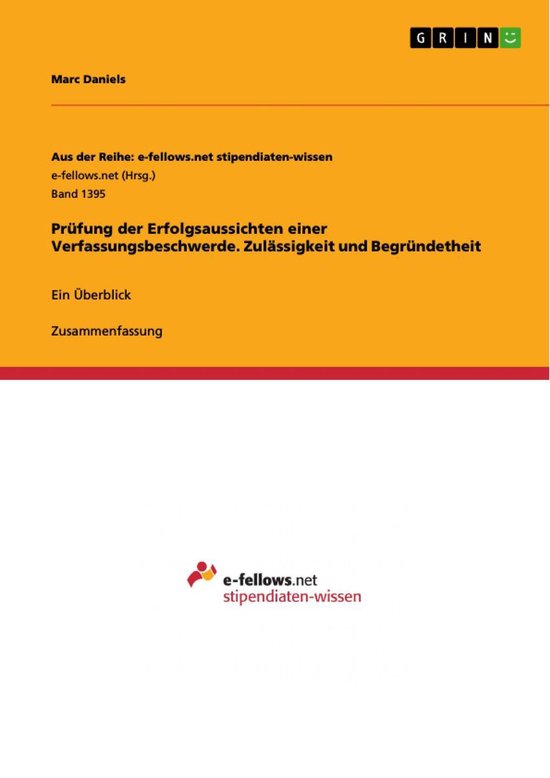 Prüfung der Erfolgsaussichten einer Verfassungsbeschwerde.  ... - cover
