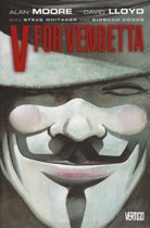 V for Vendetta, stripboek met een masker van Guy Fawkes en de titel erop.
