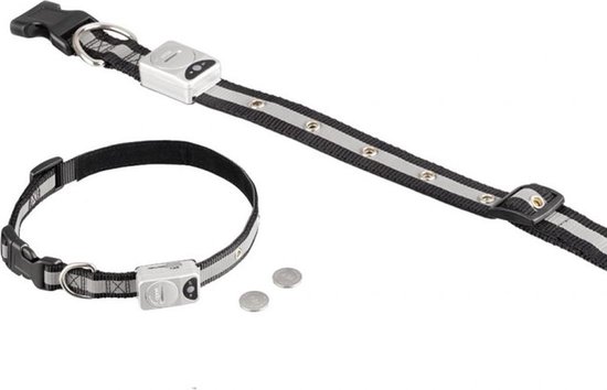 Nobby Reflecterende LED Halsband - Zwart - 55-70 x 1,4 cm
