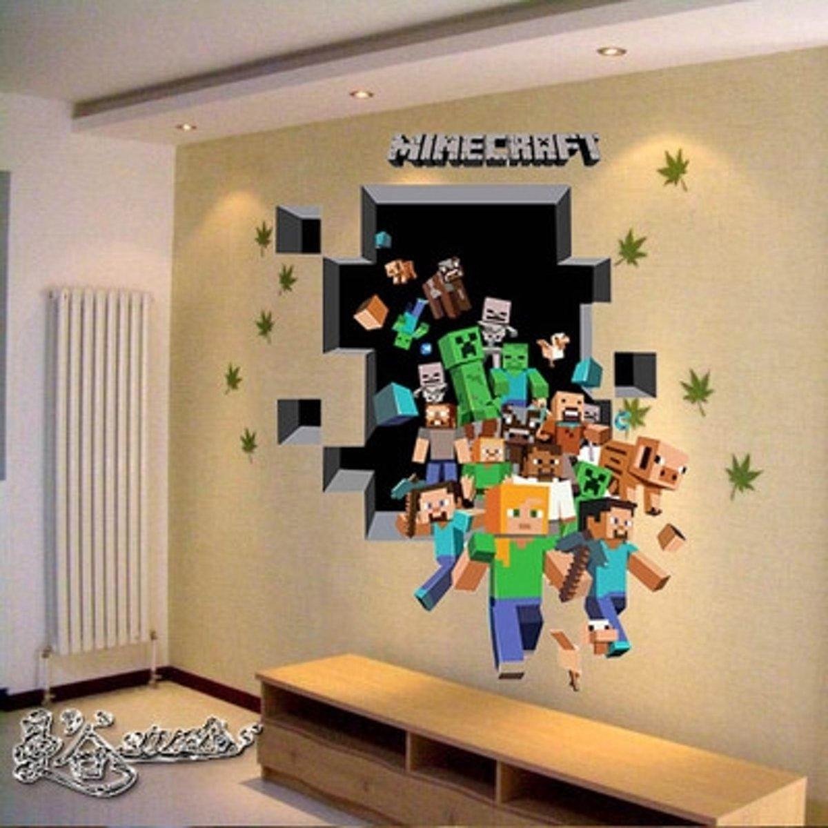 3D Plak Poster XL Versie - Gebaseerd op Minecraft Spel - Muursticker Game Personage's uit Minecraft - Merkloos