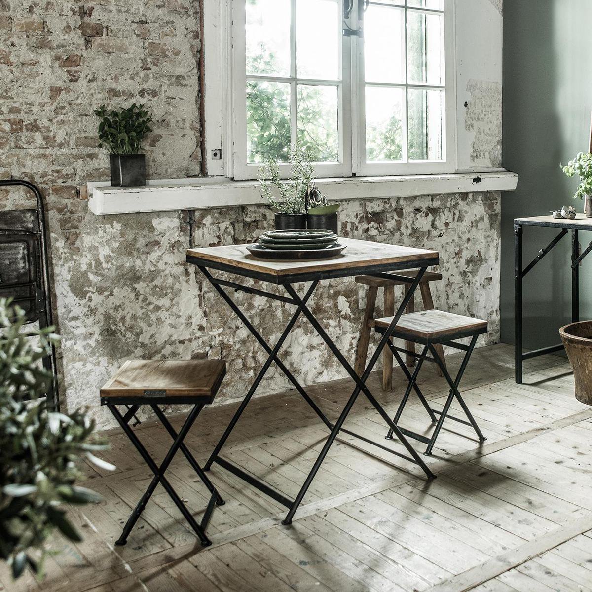 One World Interiors Pinewood Krukje Inklapbaar Set van 2 Grenen