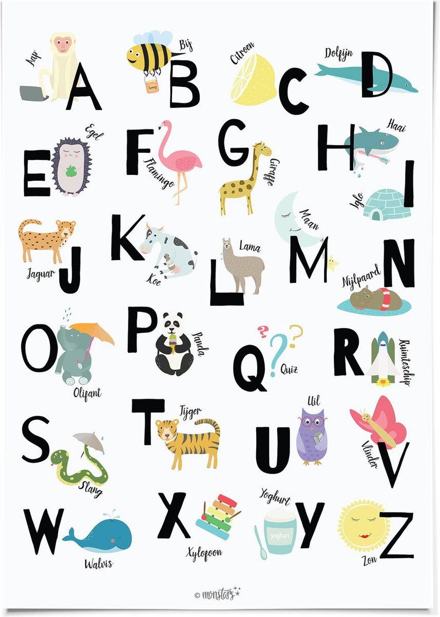Verwonderend bol.com | ABC Alfabet poster nederlands voor kinderkamer 30x40 cm AS-83