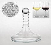 Vitaal wijnkaraf Rubellum met Bloem des Levens wit - 1000 - Glas - L