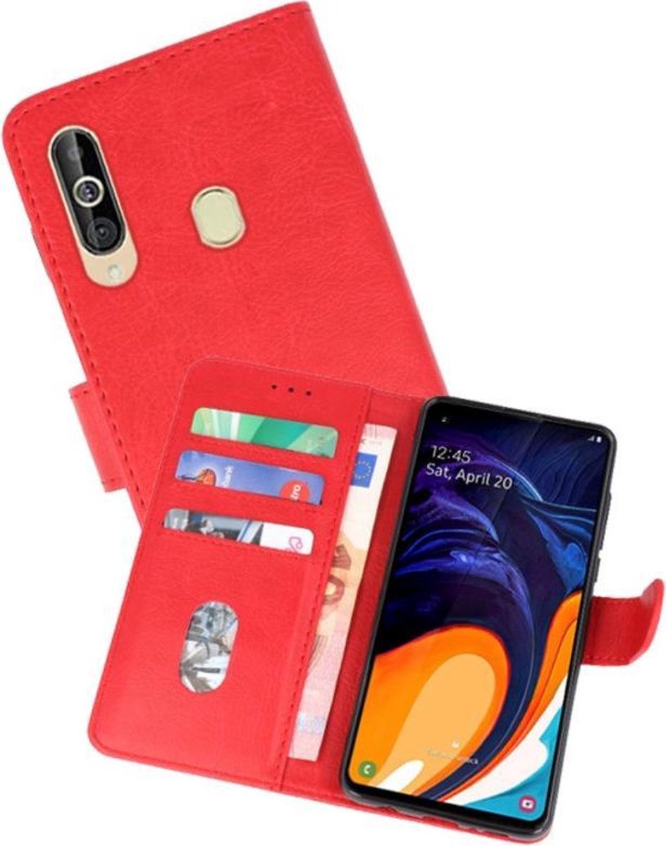 Hoesje Geschikt voor Samsung Galaxy A60 - Kaarthouder Book Case Telefoonhoesje - Rood