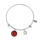 CO88 Collection Chakra 8CB 26006 Stalen Armband met Hangers - Root Chakra - One-size - Zilverkleurig / Rood