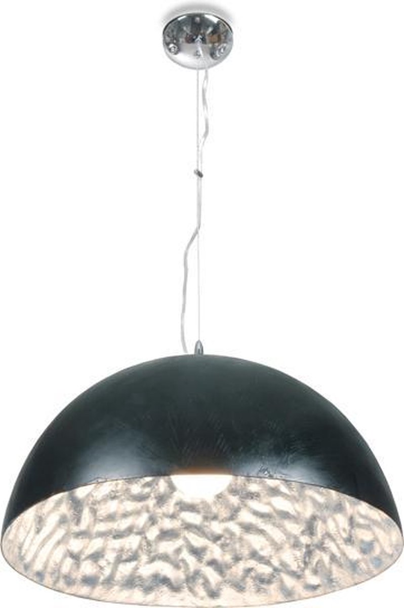 Hanglamp Moonface Ø38cm - zwart / zilver - 60w E27