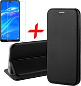 Huawei Y7 (2019) Hoesje + Screenprotector Case Friendly - Book Case Flip Wallet - iCall - Zwart