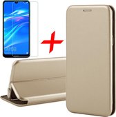 Huawei Y7 (2019) Hoesje + Screenprotector Case Friendly - Book Case Flip Wallet - iCall - Goud