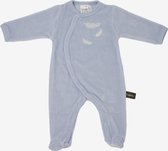 Bio-katoenen babypyjama. Hemelblauw met witte verenpatronen - 12 maanden