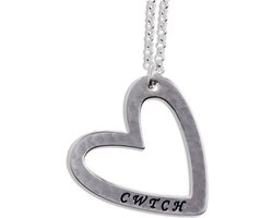 Zilveren hanger Cwtch hart, online zilveren sieraden hart