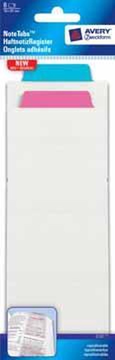 Zweck Note Tabs groot 762 x 1905 mm blauw/roze (6 stuks)
