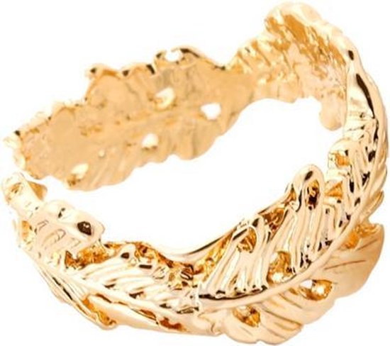 24/7 Jewelry Collection Blad Ring Verstelbaar - Verstelbare Ring - Róse Goudkleurig - Amodi