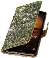 Lace Donker Groen Huawei Ascend Mate 7 Bookcase Cover Hoesje