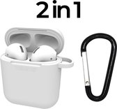 Anti Lost Case Cover Voor Apple Airpods - Beschermhoes + Anti Lost Clip - Wit