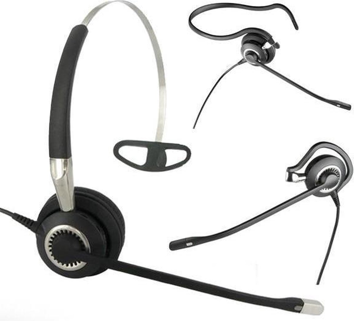 Jabra Biz 2400 II QD Mono NC 3 in 1 Headset Bedraad Neckband, oorhaak, Hoofdband Kantoor/callcenter Zwart, Zilver