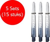 Darts Set - Maxgrip – 5 sets (15 stuks) - dart shafts - zwart-doorzichtig - darts shafts - medium