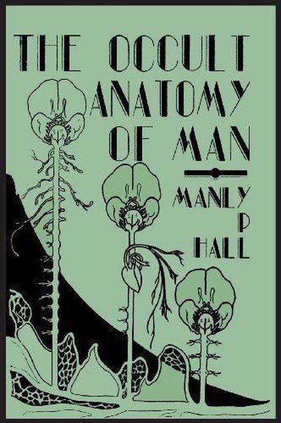 Boekomslag in saliegroen met zwarte art-deco typografie en tekeningen van anatomische bloemen.