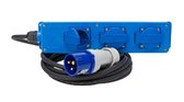 3 voudige stekkerdoos met CEE stekker | 10 mtr rubber kabel | 3x1.5mm² | 3500W