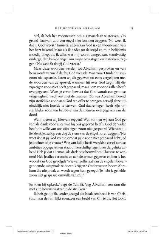 Tekstpagina met 'Het offer van Abraham' en paginanummer 25.