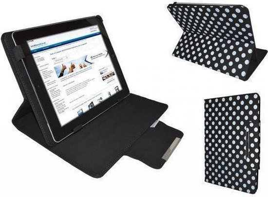 Polkadot Hoes  voor de Intenso Tab 724, Diamond Class Cover met Multi-stand, Zwart, merk i12Cover