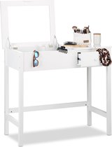 Bol Com Relaxdays Kaptafel Wit Opmaaktafel Met Spiegel Bureau Make Up Tafel Met Schuiflade