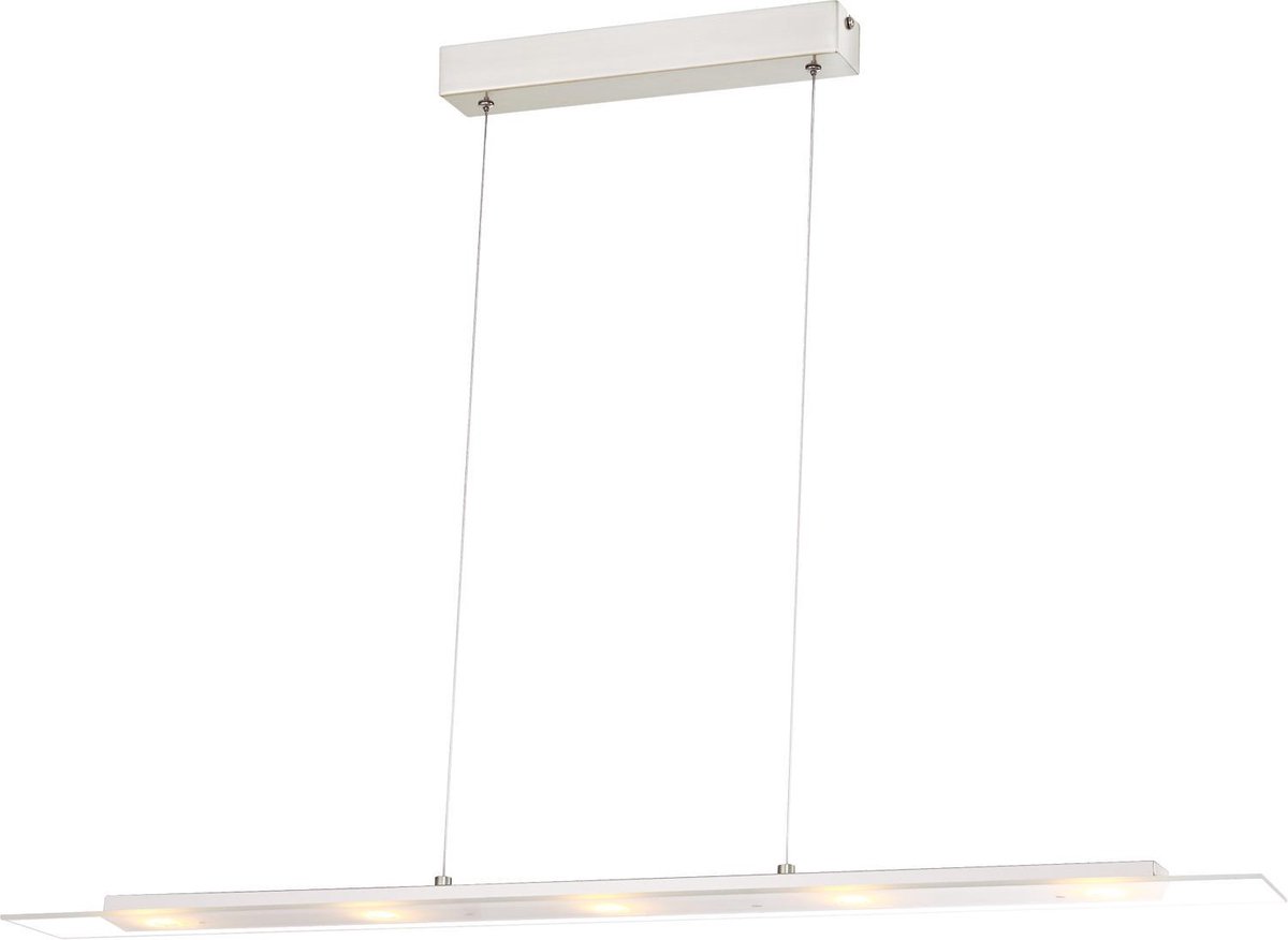 Hanglamp Globo Tasha I LED - Nikkel mat/Chroom - Glazen plaatjes