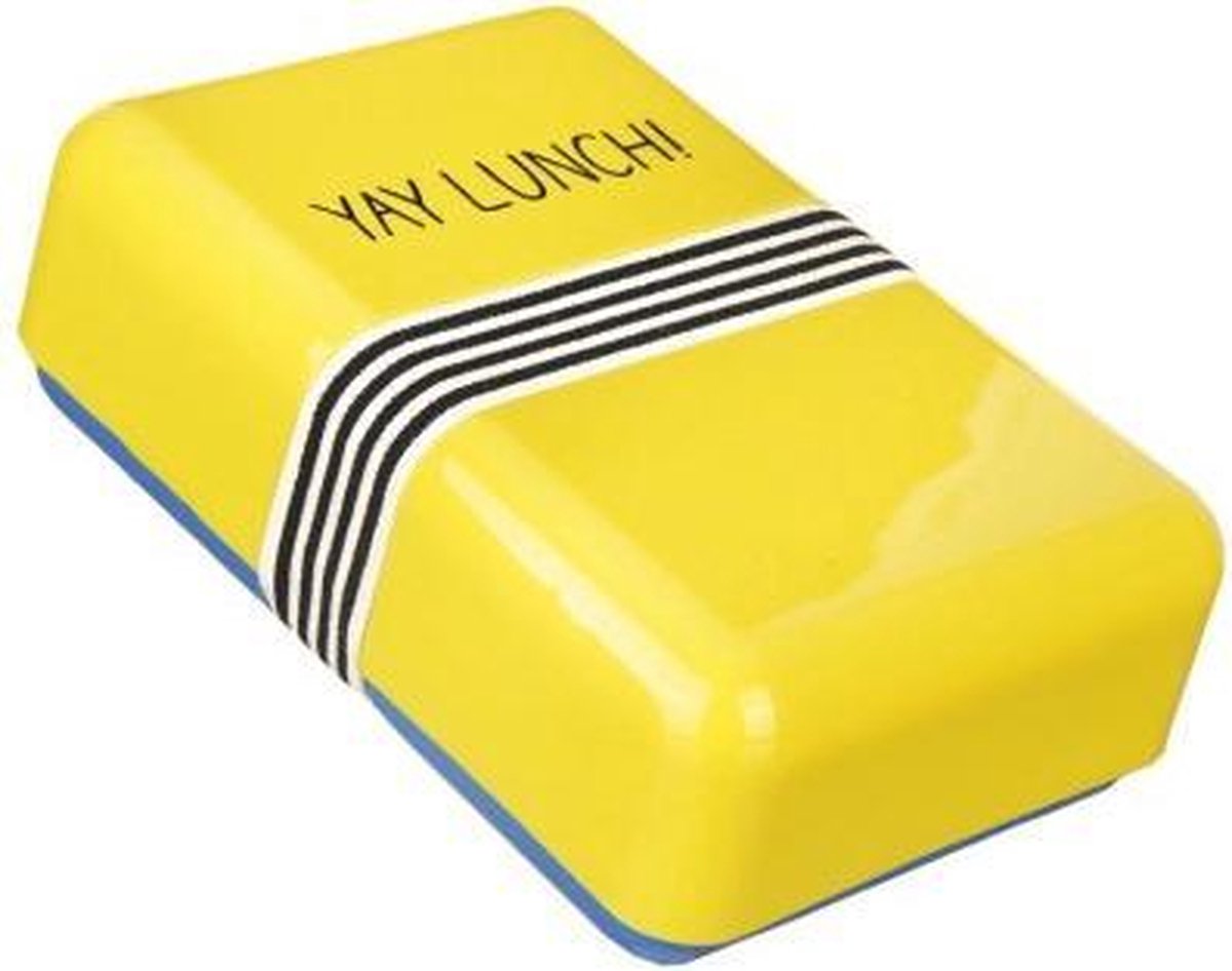 Lunch Box - brooddoos - geel/blauw -klein met elastiek | bol.com