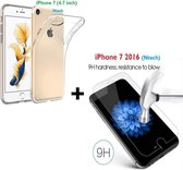 Transparante Silicone TPU hoesje iPhone 7 4.7 inch 2016 met Gratis Glazen screenprotector