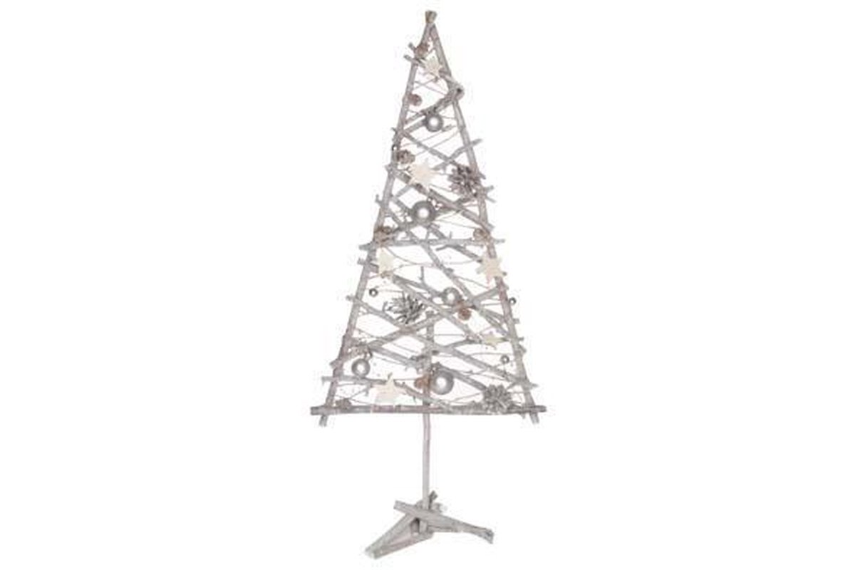 Boom Takjes Met Sterren Zilver Hout35x18xh78cm