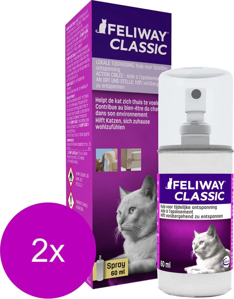 Feliway Anti-Stress Spray Kat - Anti stressmiddel - 2 x 60 ml
