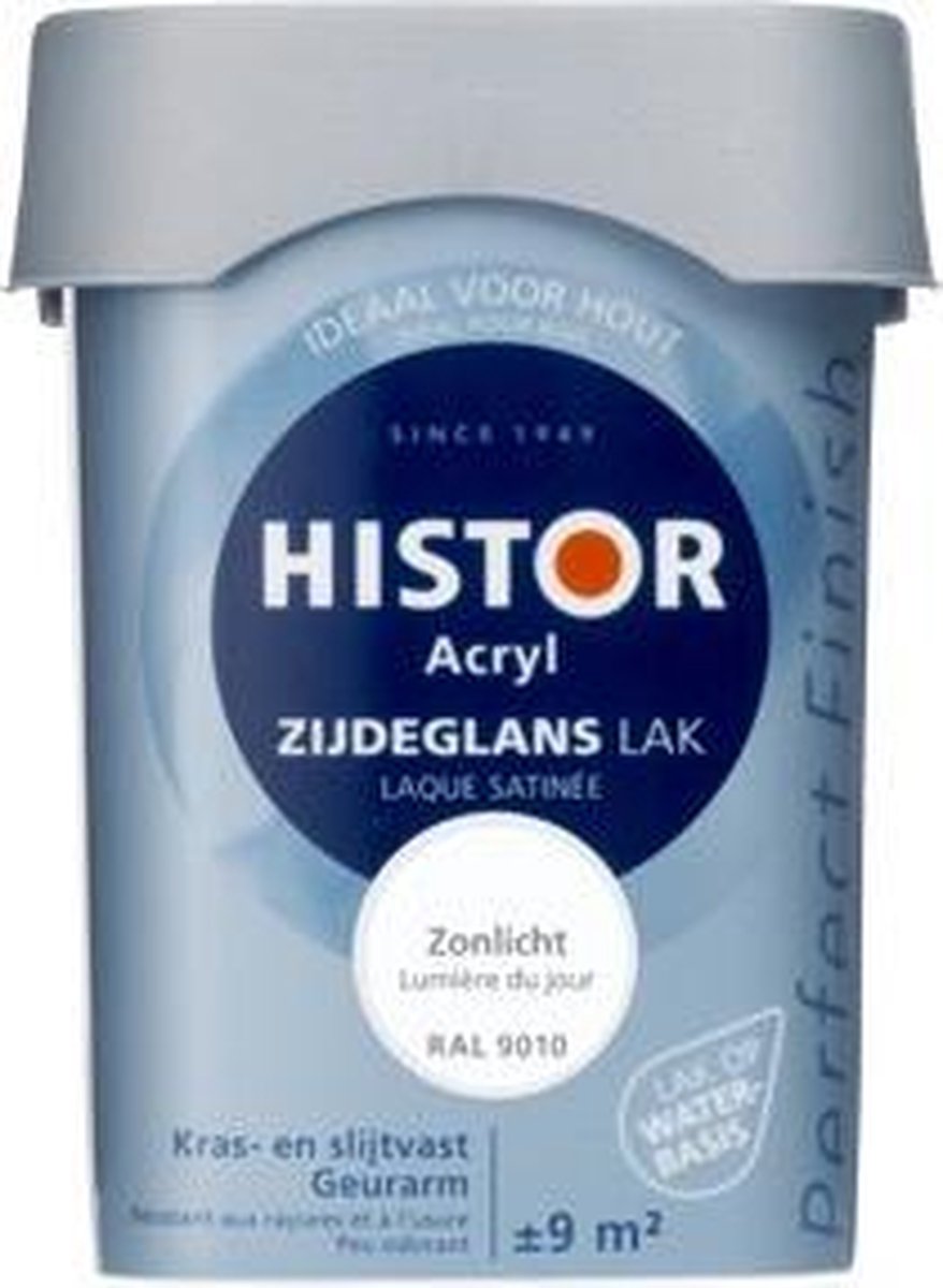 Histor Perfect Finish Lak Acryl Zijdeglans 0,75 liter - Zonlicht (Ral 9010)