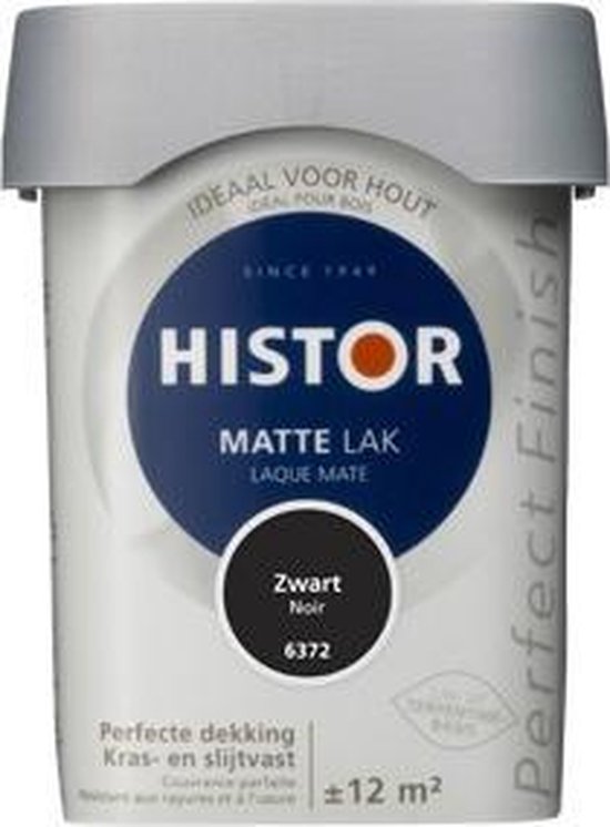 Histor Perfect Finish Lak Mat 0,75 liter - Zwart | bol.com