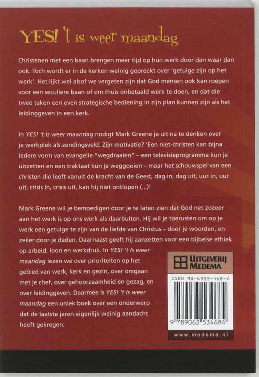 Yes T Is Weer Maandag - back cover