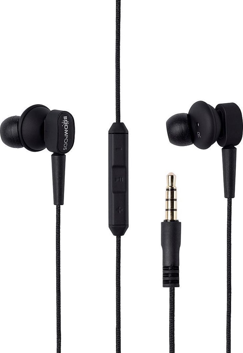 Boompods earbuds In-ear Stereofonisch Bedraad Zwart mobiele hoofdtelefoon