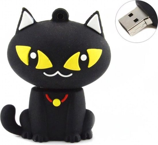 Clé USB Ulticool Cat Cat Big Eyes - 32 Go - Noir Jaune