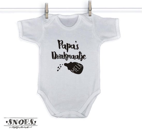 Rompertje Papa's Drinkmaatje - Wit/Zwart - Maat 50/56