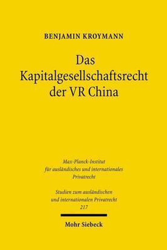 Das Kapitalgesellschaftsrecht der VR China - cover