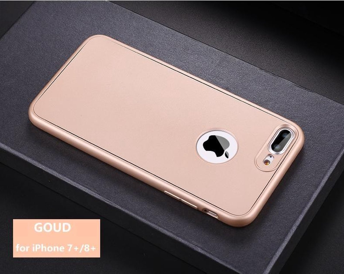 360-graden Frosting TPU Beschermhoesje Set voor iPhone 8 Plus / 7 Plus _ Goud