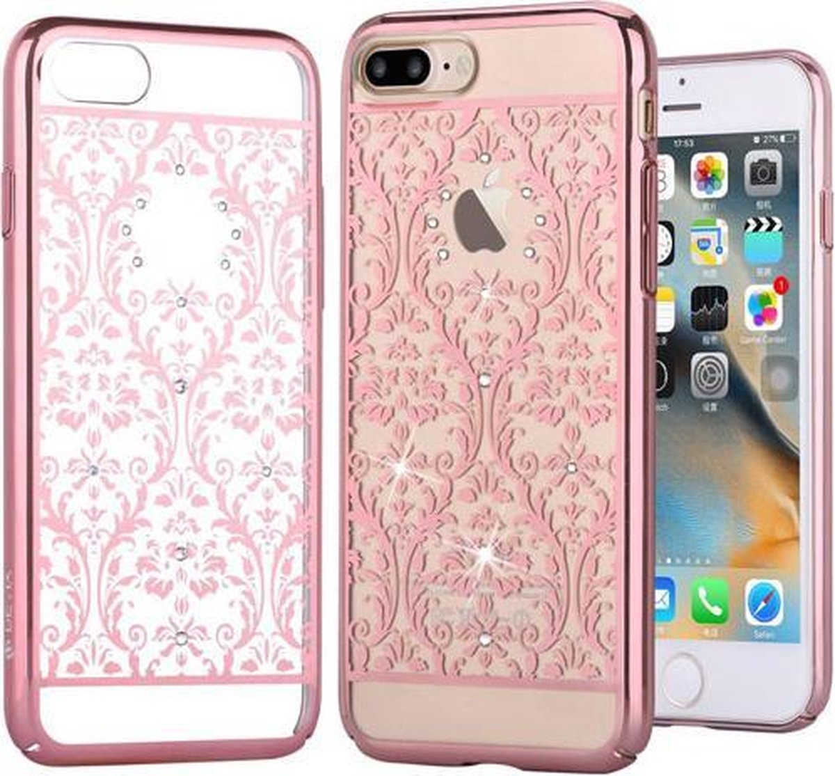 Crystal  Baroque PC Cover Hoesje voor Apple iPhone 7 Plus / 8 Plus - Rose goud - Devia