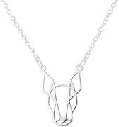 24/7 Jewelry Collection Origami Bull Terrier Ketting - Terriër - Bulterriër - Zilverkleurig