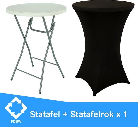 Statafel + Zwarte Statafelrok x 1 – 80 cm Dia x 110 cm hoog – Cocktailtafel  – Hoge... | bol.com