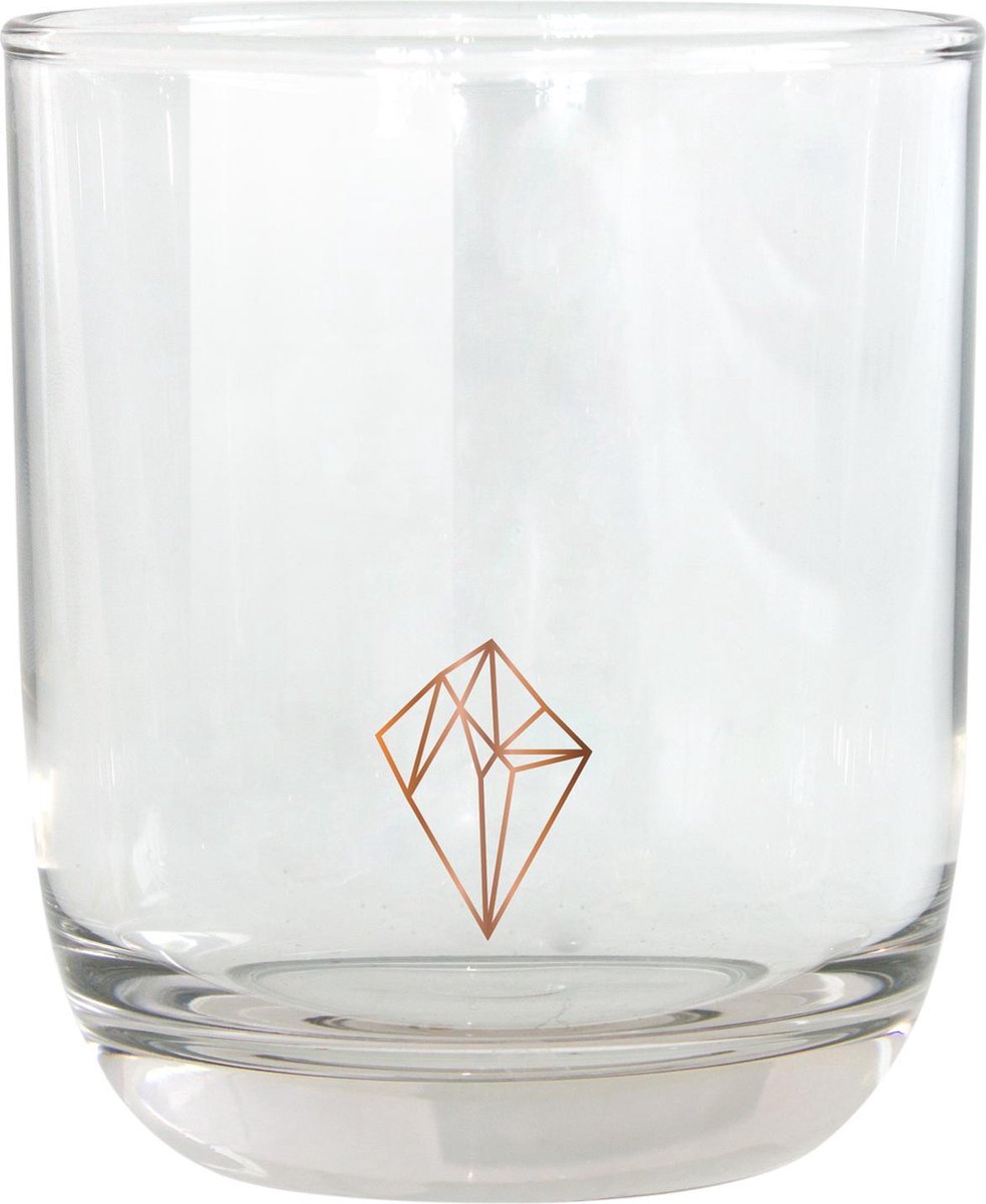 TAK Design Drinkglas Diamond Laag - Glas - Ø7,8 x 8,8 cm - Koper