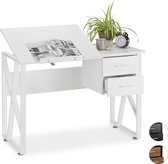 relaxdays bureau kantelbaar - laptoptafel - tekentafel - verstelbaar - computerbureau Wit / wit