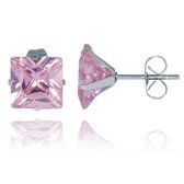 LGT Jewels Stud oorbellen Edelstaal Classic Pink 8mm