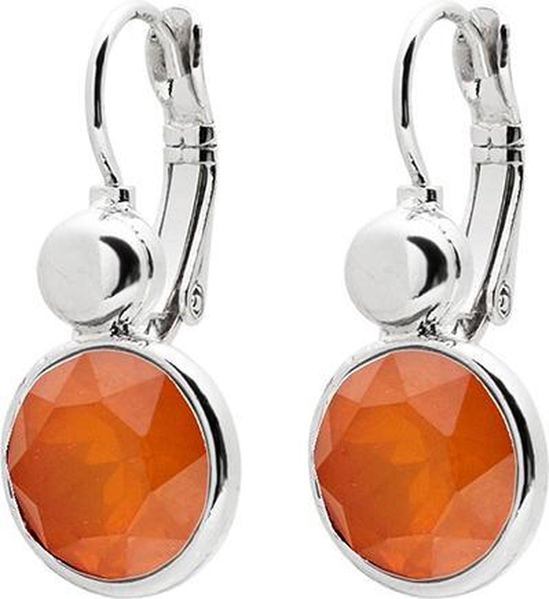 Biba oorbellen Â in zilverkleurig met oranje steen|blingdings | bol.com