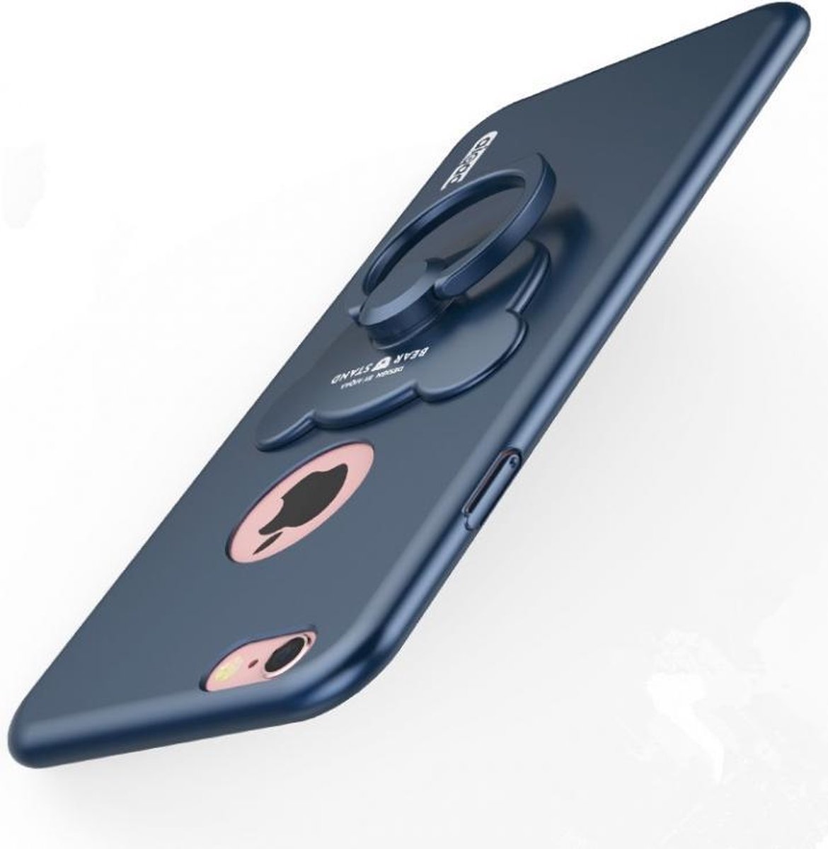 Blauwe Hardcase Hoesje met Ring voor iPhone 6 Plus