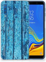 Geschikt voor Samsung Galaxy A7 (2018) Bumper Hoesje Wood Blue