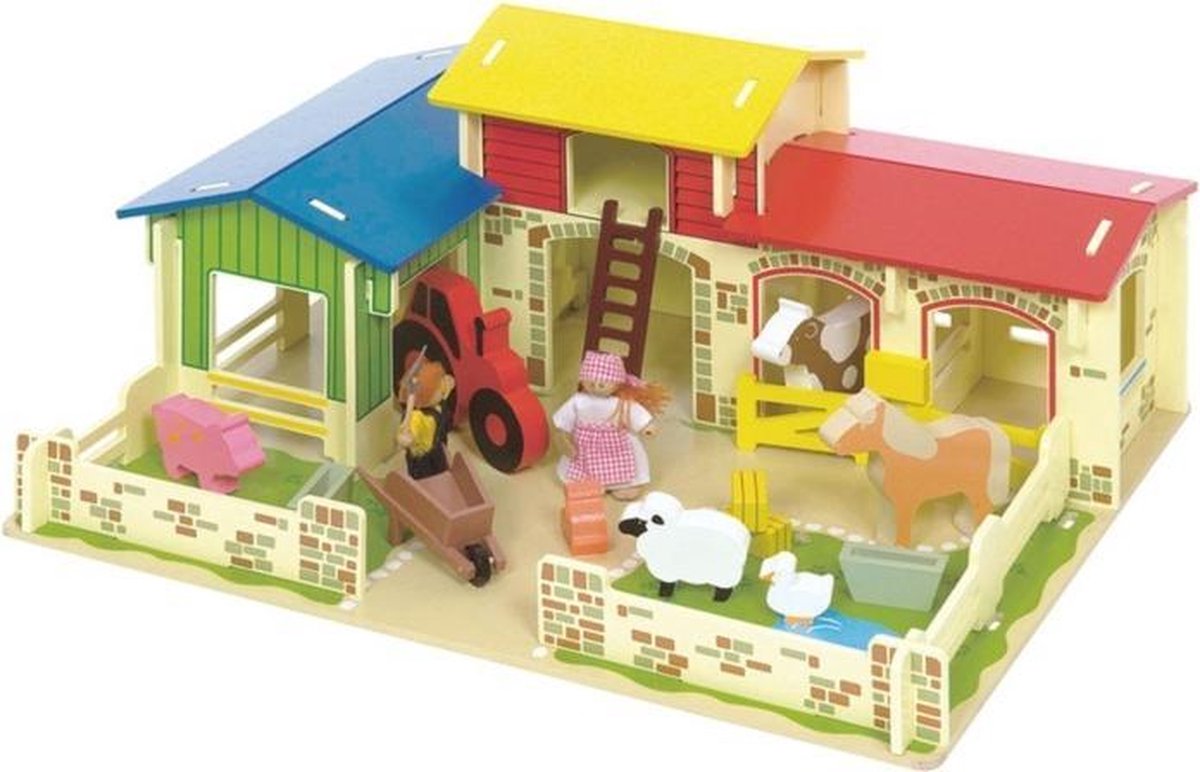 bol.com | Grote houten boerderij speelset
