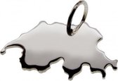 Zilveren Hanger land Zwitserland | 925 Sterling Silver | met Gratis lederen hals ketting | vorm landkaart Switzerland | mooi, leuk souvenir en cadeau voor jezelf of een ander | lan